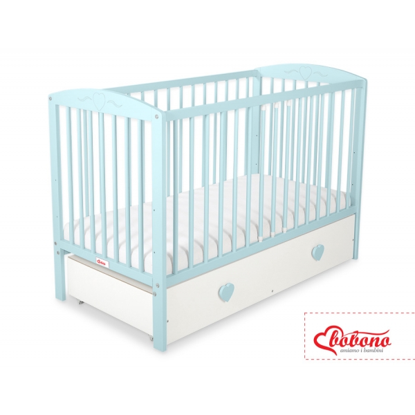 Babybett 120x60cm mit Herzen mit Schublade MAXI