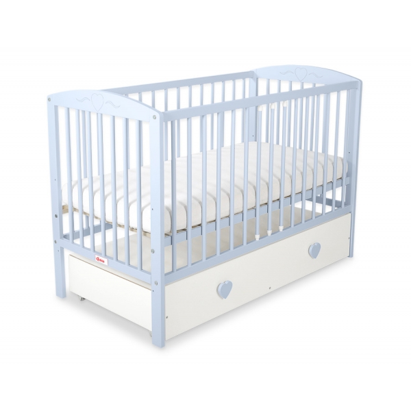 Babybett 120x60cm mit Herzen mit Schublade MAXI