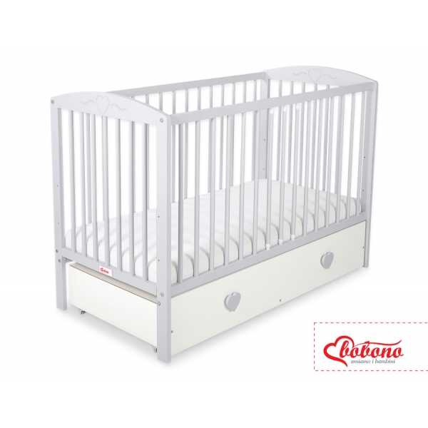 Babybett 120x60cm mit Herzen mit Schublade MAXI