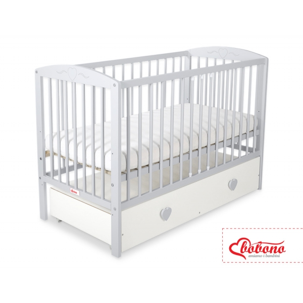 Babybett 120x60cm mit Herzen mit Schublade MAXI