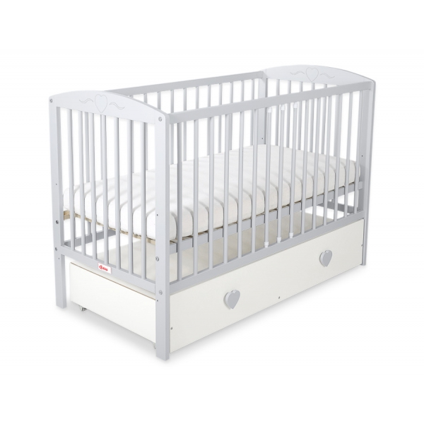 Babybett 120x60cm mit Herzen mit Schublade MAXI