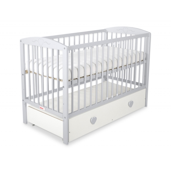 Babybett 120x60cm mit Herzen mit Schublade MAXI