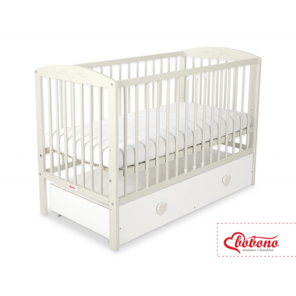 Babybett 120x60cm mit Herzen mit Schublade MAXI