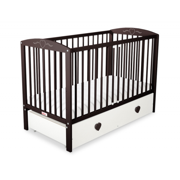Babybett 120x60cm mit Herzen mit Schublade MAXI