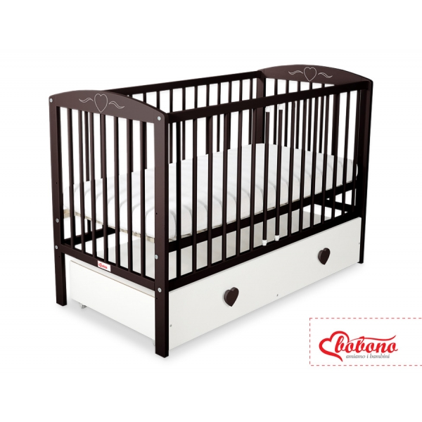 Babybett 120x60cm mit Herzen mit Schublade MAXI