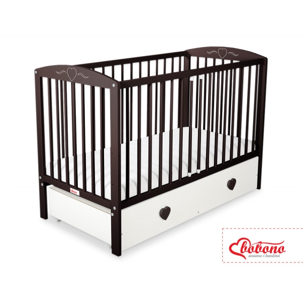 Babybett 120x60cm mit Herzen mit Schublade MAXI