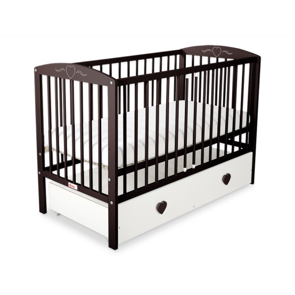 Babybett 120x60cm mit Herzen mit Schublade MAXI