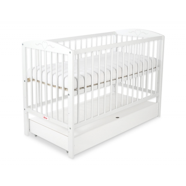 Babybett 120x60cm mit Herzen mit Schublade STANDARD