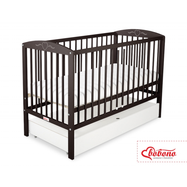 Babybett 120x60cm mit Herzen mit Schublade STANDARD