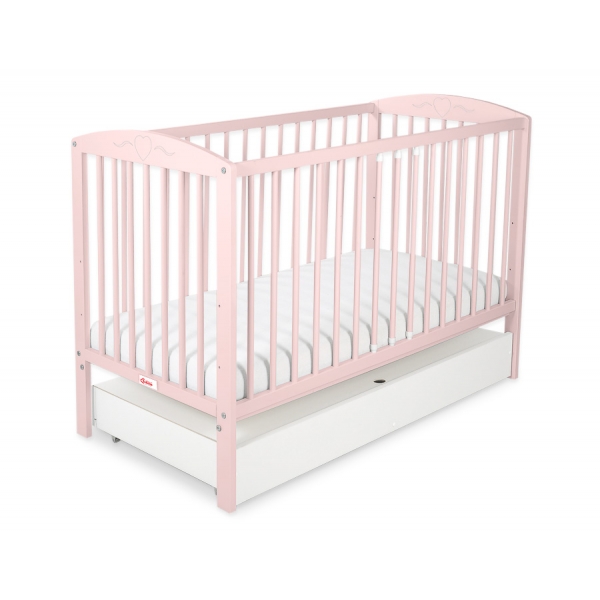 Babybett 120x60cm mit Herzen mit Schublade STANDARD