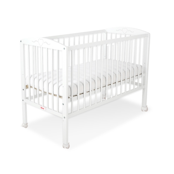 Babybett 120x60cm mit Herzen nr 5003-07 - Weiß