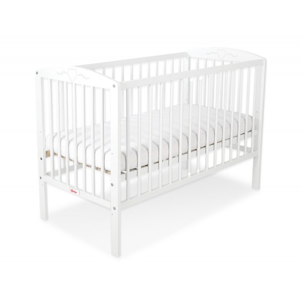 Babybett 120x60cm mit Herzen nr 5003-07 - Weiß