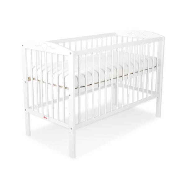 Babybett 120x60cm mit Herzen nr 5003-07 - Weiß