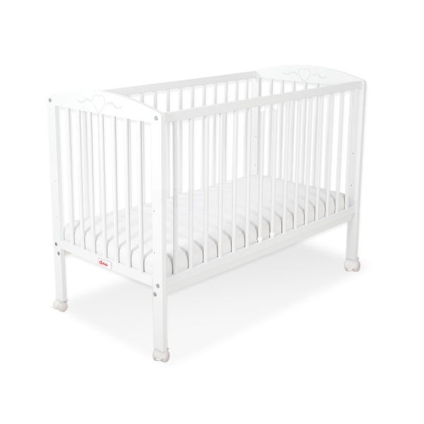 Babybett 120x60cm mit Herzen nr 5003-07 - Weiß
