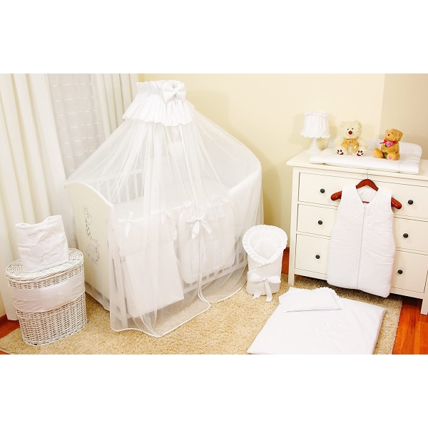 Weiß Bettwäsche Set für Babybett 70x140 cm