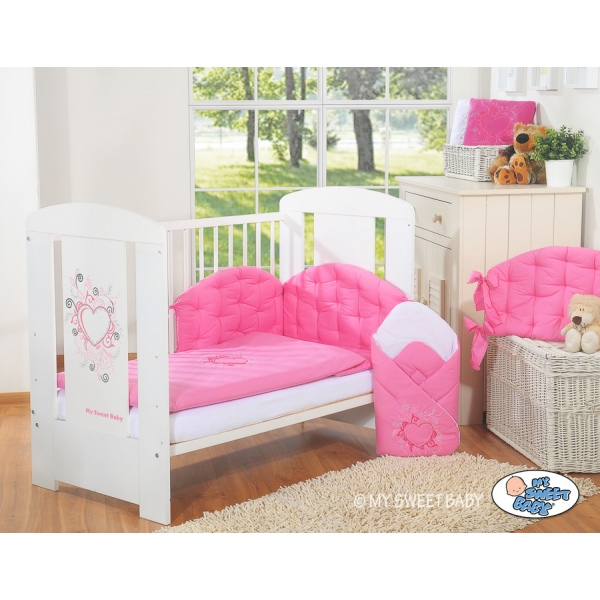 Babybett Bettwäsche 90x120 100x135 Set 2-tlg - Chic dunkel rosa