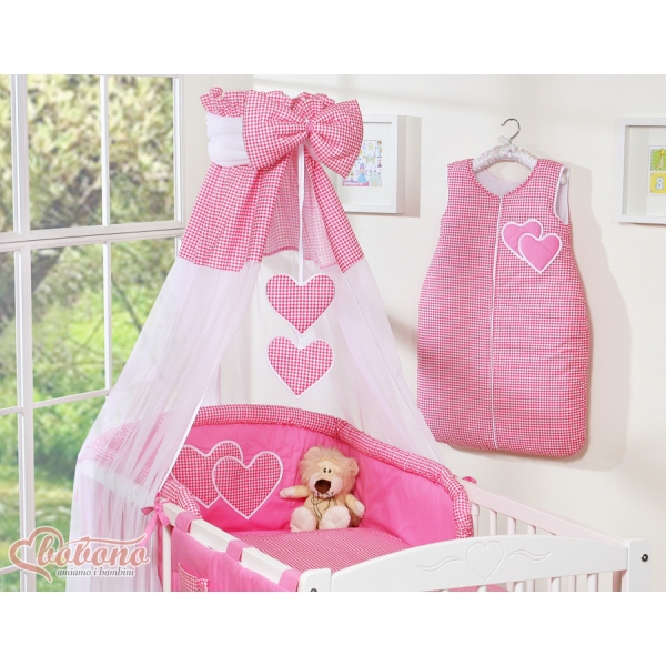 11tlg. Babybettwäsche Set Bettset für Babybett 135x100cm dunkel rosa kariert für Mädchen