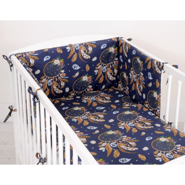Babybett Bettwäsche Set 2-tlg -  Traumfänger dunkelblau