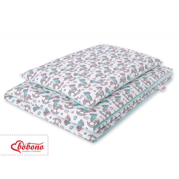 Babybett Bettwäsche Set 2-tlg 100x135cm Mini -  Schaukelpferde