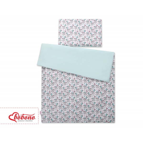 Babybett Bettwäsche Set 2-tlg 100x135cm Mini -  Schaukelpferde