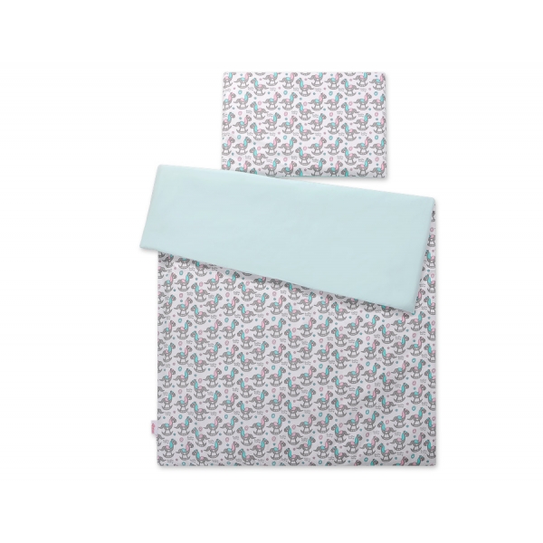 Babybett Bettwäsche Set 2-tlg 100x135cm Mini -  Schaukelpferde