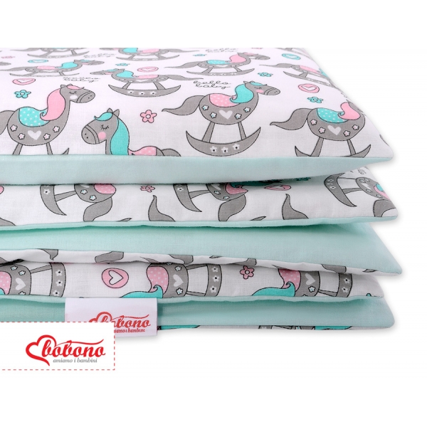Babybett Bettwäsche Set 2-tlg 100x135cm Mini -  Schaukelpferde