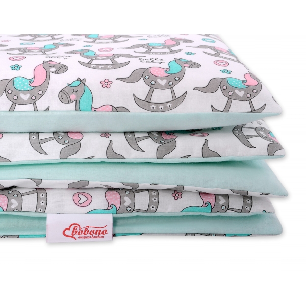 Babybett Bettwäsche Set 2-tlg 100x135cm Mini -  Schaukelpferde