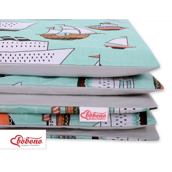 Babybett Bettwäsche Set 2-tlg 100x135cm Mini -  Schiffe minze