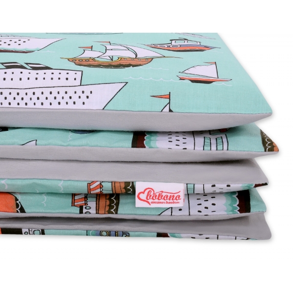 Babybett Bettwäsche Set 2-tlg 100x135cm Mini -  Schiffe minze