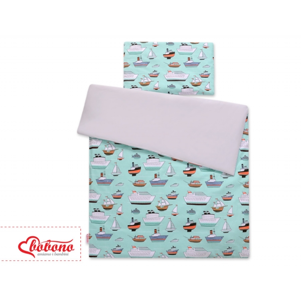 Babybett Bettwäsche Set 2-tlg 100x135cm Mini -  Schiffe minze