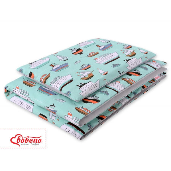 Babybett Bettwäsche Set 2-tlg 100x135cm Mini -  Schiffe minze