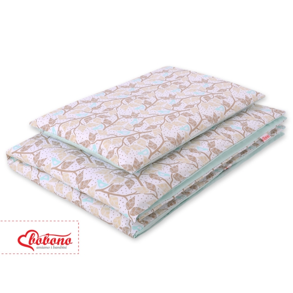 Babybett Bettwäsche Set 2-tlg 100x135cm Mini - beige Blätter