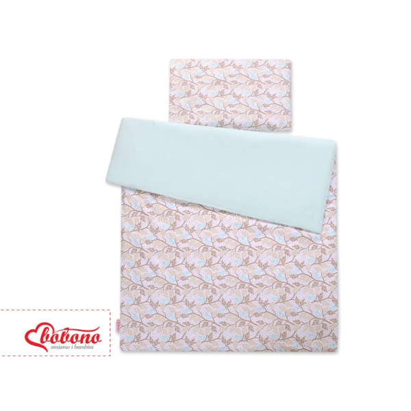 Babybett Bettwäsche Set 2-tlg 100x135cm Mini - beige Blätter