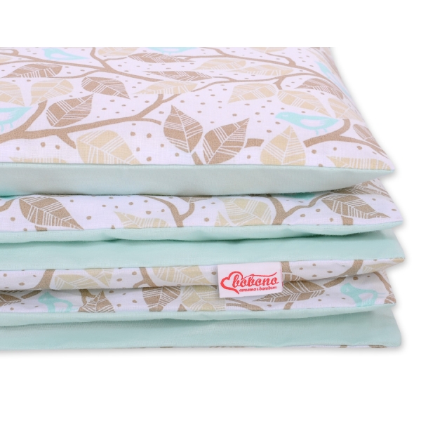 Babybett Bettwäsche Set 2-tlg 100x135cm Mini - beige Blätter