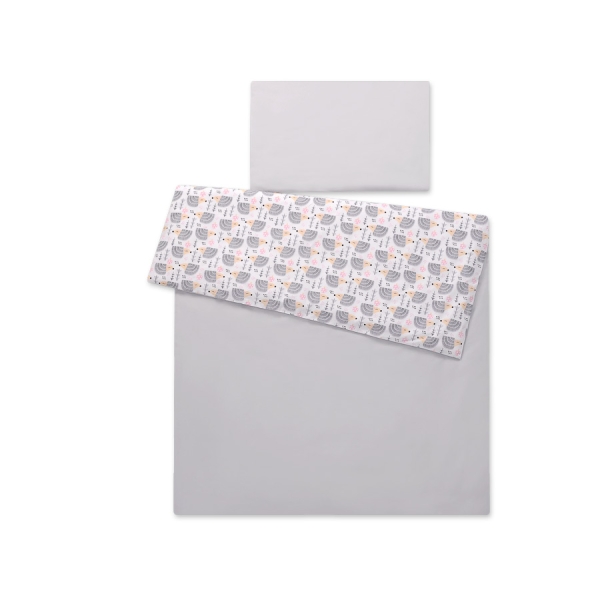 Babybett Bettwäsche Set 2-tlg 100x135cm Mini - Igel grau