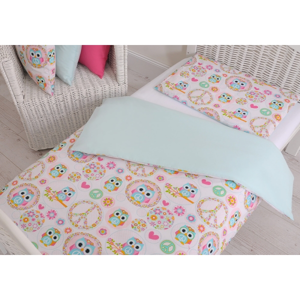 Babybett Bettwäsche Set 2-tlg 100x135cm Mini - lustige Eulen