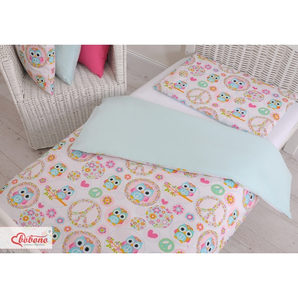 Babybett Bettwäsche Set 2-tlg 100x135cm Mini - lustige Eulen