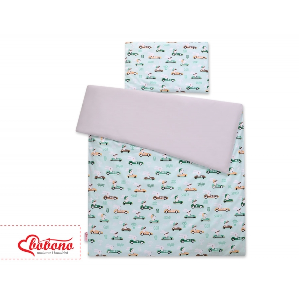 Babybett Bettwäsche Set 2-tlg 100x135cm Mini - minze Hasen