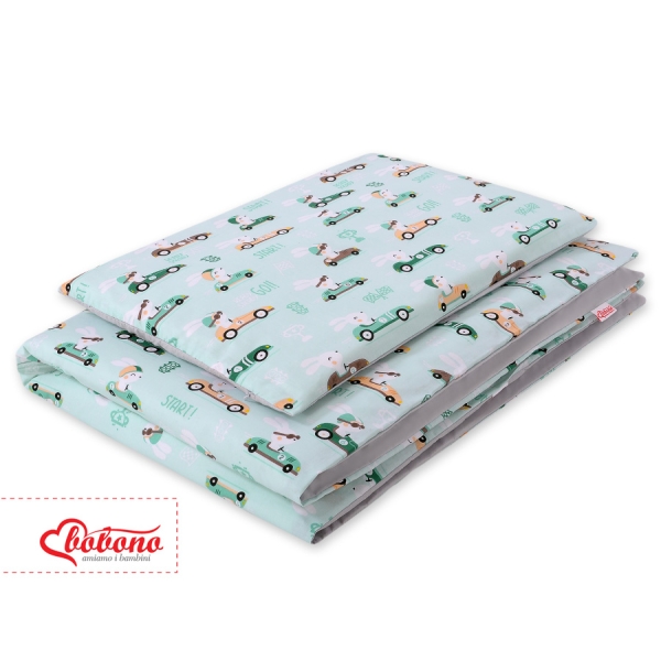 Babybett Bettwäsche Set 2-tlg 100x135cm Mini - minze Hasen