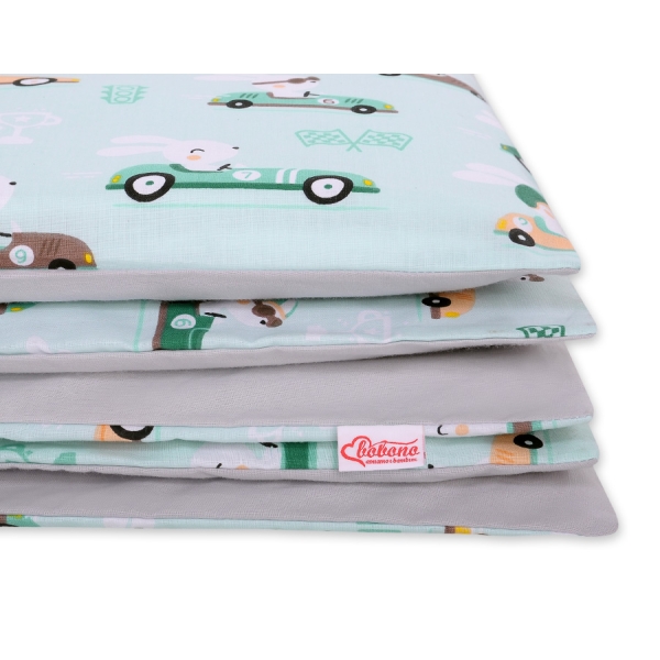 Babybett Bettwäsche Set 2-tlg 100x135cm Mini - minze Hasen