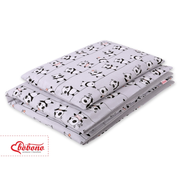 Babybett Bettwäsche Set 2-tlg 100x135cm Mini - Panda grau
