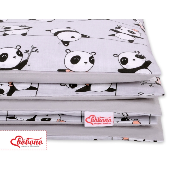 Babybett Bettwäsche Set 2-tlg 100x135cm Mini - Panda grau