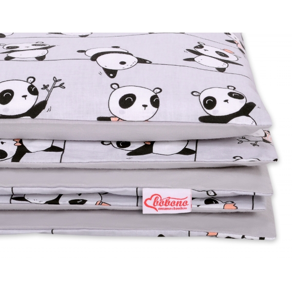 Babybett Bettwäsche Set 2-tlg 100x135cm Mini - Panda grau