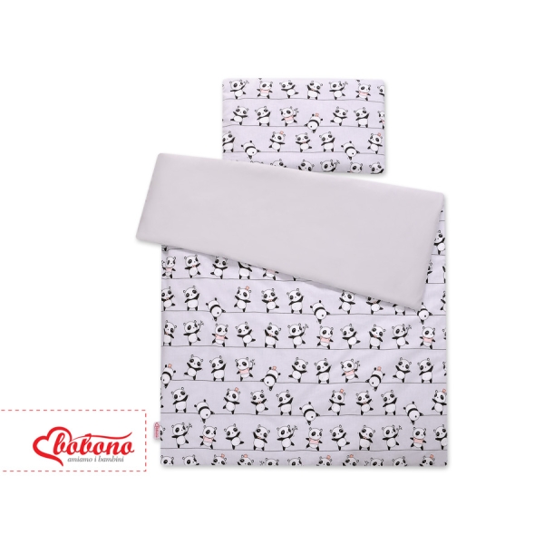 Babybett Bettwäsche Set 2-tlg 100x135cm Mini - Panda grau
