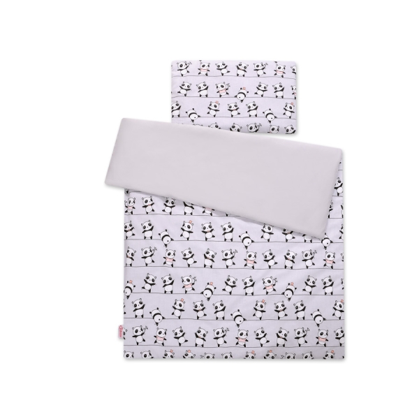 Babybett Bettwäsche Set 2-tlg 100x135cm Mini - Panda grau