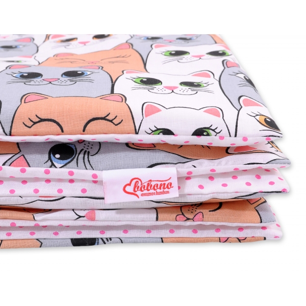 Babybett Bettwäsche Set 2-tlg 100x135cm Mini - rosa-grau Katzen