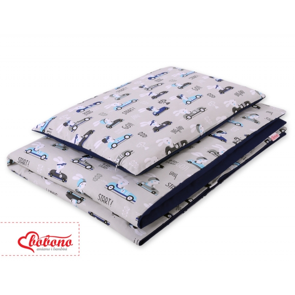 Babybett Bettwäsche Set 2-tlg 100x135cm Mini - Schwäne dunkelblau