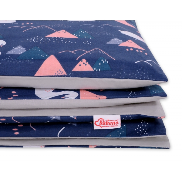 Babybett Bettwäsche Set 2-tlg 100x135cm Mini - Schwäne dunkelblau