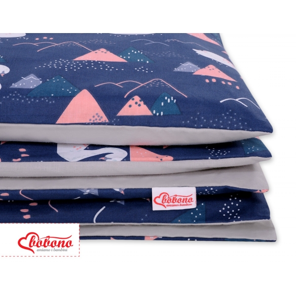 Babybett Bettwäsche Set 2-tlg 100x135cm Mini - Schwäne dunkelblau