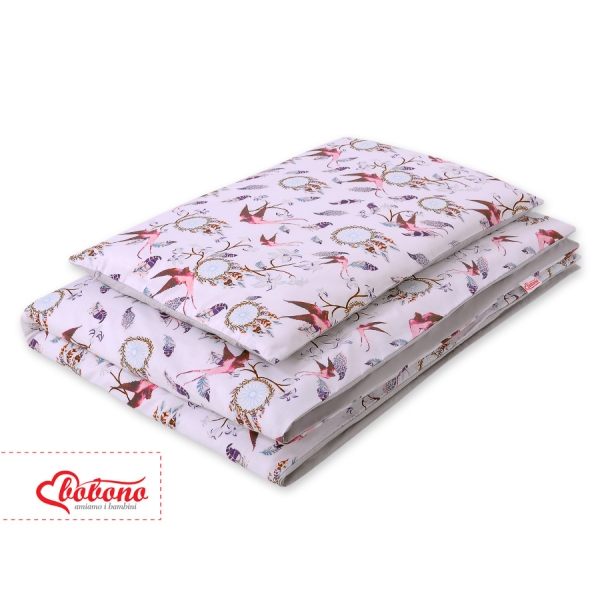 Babybett Bettwäsche Set 2-tlg 100x135cm Mini - Schwalben rosa